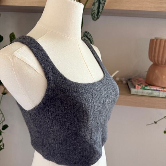 Everlane The Cozy Stretch Tank Heathered Charcoal Gray Wool Yak Blend Medium - Picture 4 of 8
